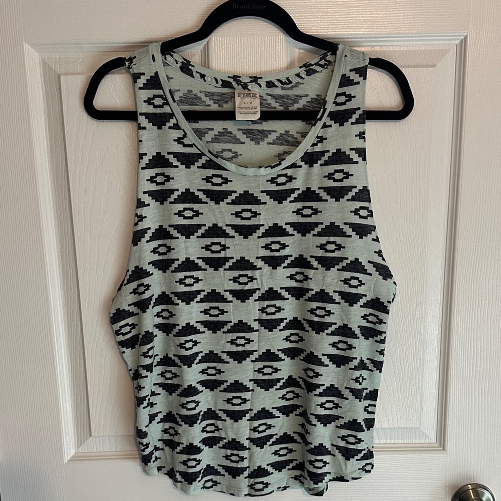 Pink Victorias Secret Black and White Patterned Tank Top